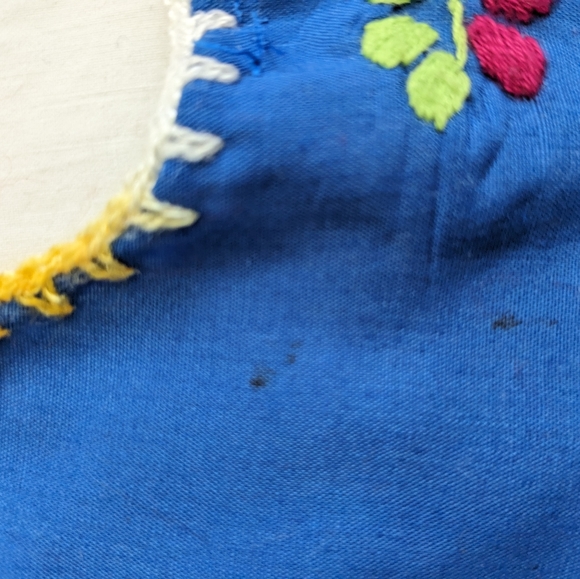 Handmade in Mexico embroidered child's blue dress, Size 0 - Picture 3 of 6